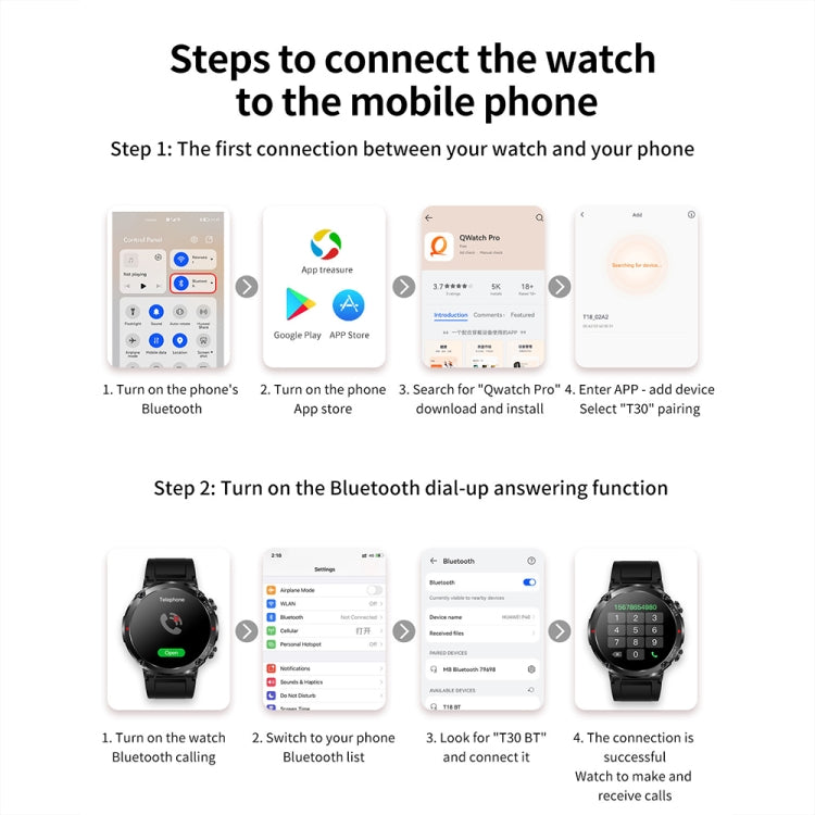 T30 1.6-inch Outdoor Sports Waterproof Smart Music Bluetooth Call Watch, Color: Dark Green by buy2fix