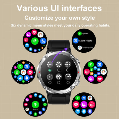 T30 1.6-inch Outdoor Sports Waterproof Smart Music Bluetooth Call Watch, Color: Black Net+Silicone by buy2fix