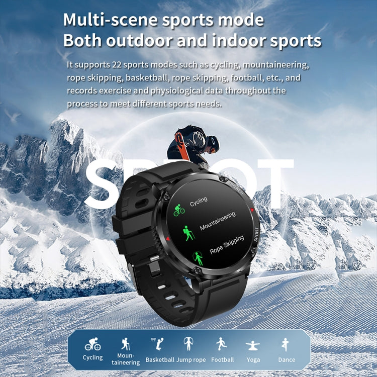 T30 1.6-inch Outdoor Sports Waterproof Smart Music Bluetooth Call Watch, Color: Black Net+Silicone by buy2fix