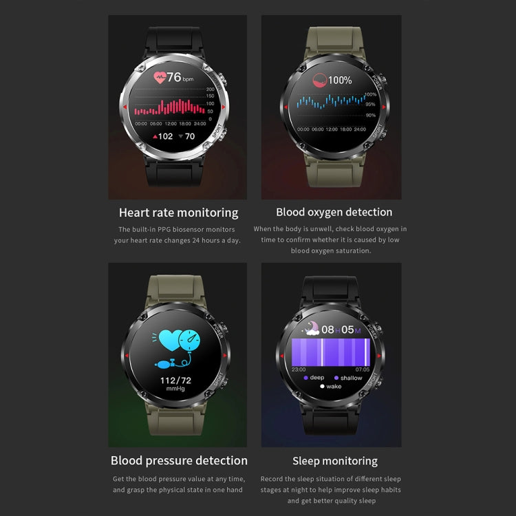 T30 1.6-inch Outdoor Sports Waterproof Smart Music Bluetooth Call Watch, Color: Black by buy2fix