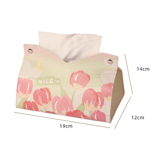 Oil Printed Leather Tissue Box Living Room Decorative Tissue Storage Bag, Color: Yellow Sunflower - Storage Boxes by buy2fix | Online Shopping UK | buy2fix