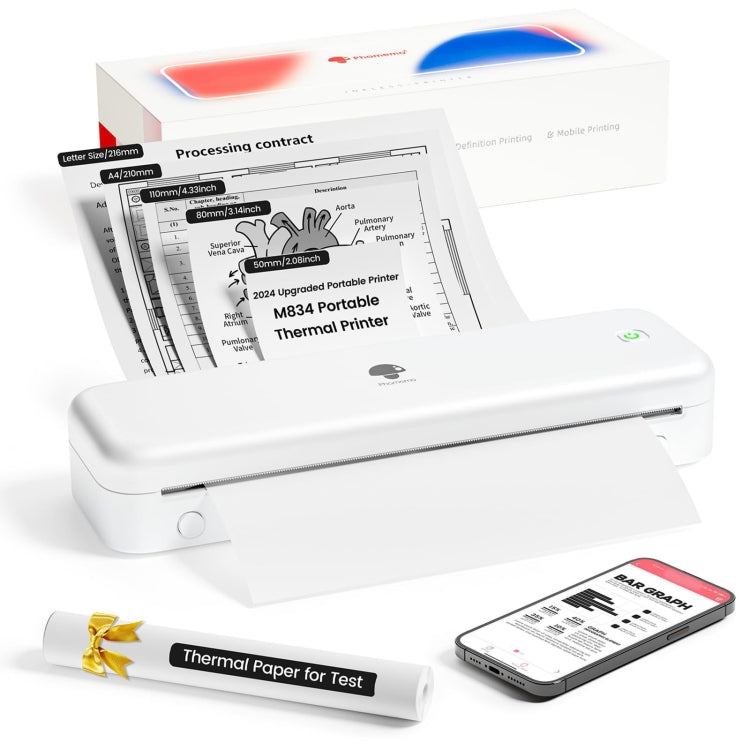 Phomemo M834 Wireless Bluetooth Thermal Printer Support Multi-Size Thermal Paper - Receipt Printers by Phomemo | Online Shopping UK | buy2fix