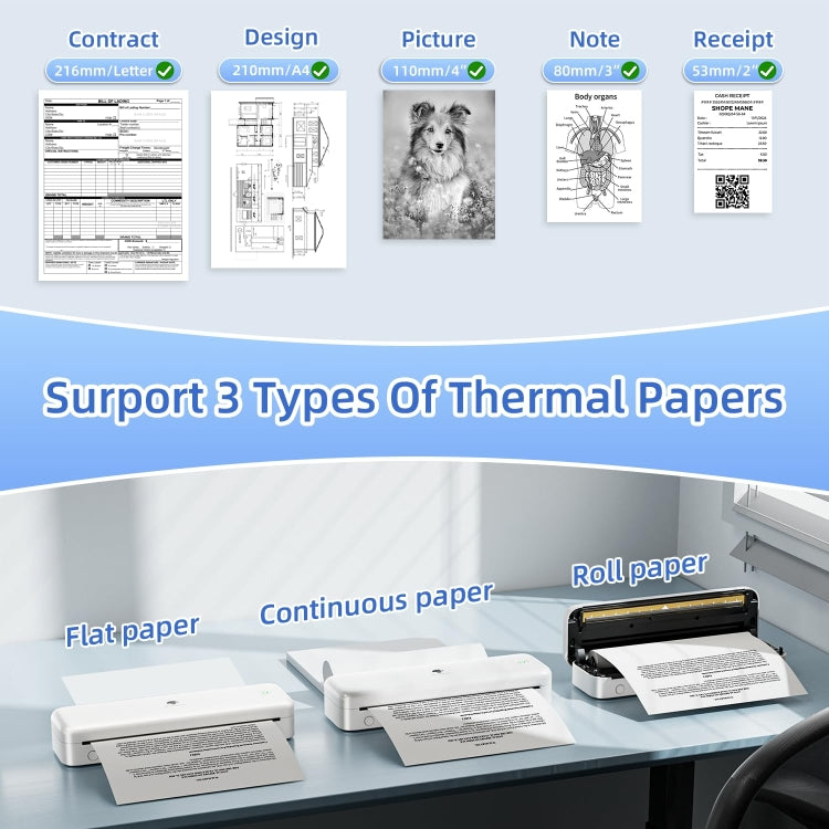 Phomemo M834 Wireless Bluetooth Thermal Printer Support Multi-Size Thermal Paper - Receipt Printers by Phomemo | Online Shopping UK | buy2fix