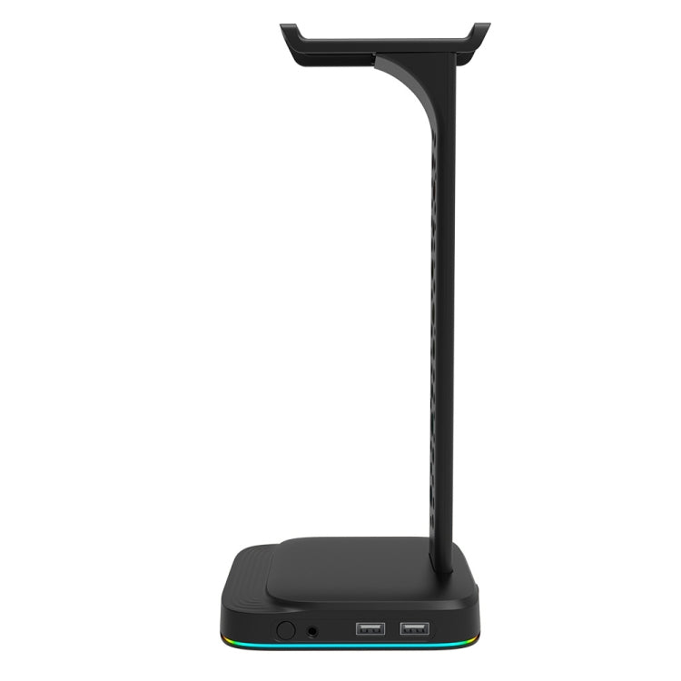 3.5mm Audio RGB Illuminated Headset Holder Dual USB Gaming Headset Display Rack(With Headphone Jack Black) by buy2fix
