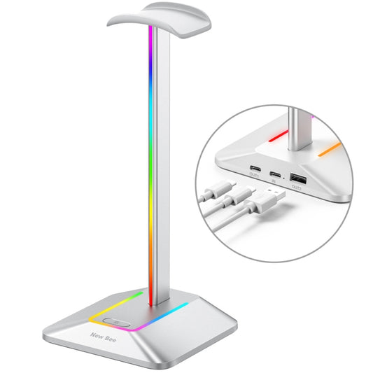 New Bee Dual Output Colorful Headset Display Rack HUB Expansion Headphone Holder, Color: Z8 Silver by buy2fix