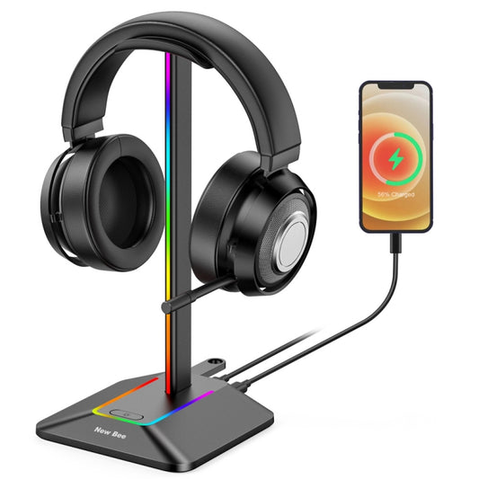 New Bee Dual Output Colorful Headset Display Rack HUB Expansion Headphone Holder, Color: Z8 Silver by buy2fix