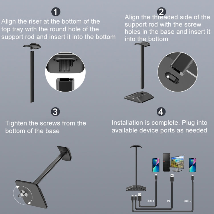 New Bee Dual Output Colorful Headset Display Rack HUB Expansion Headphone Holder, Color: Z9 Without Extended Interface Black by buy2fix