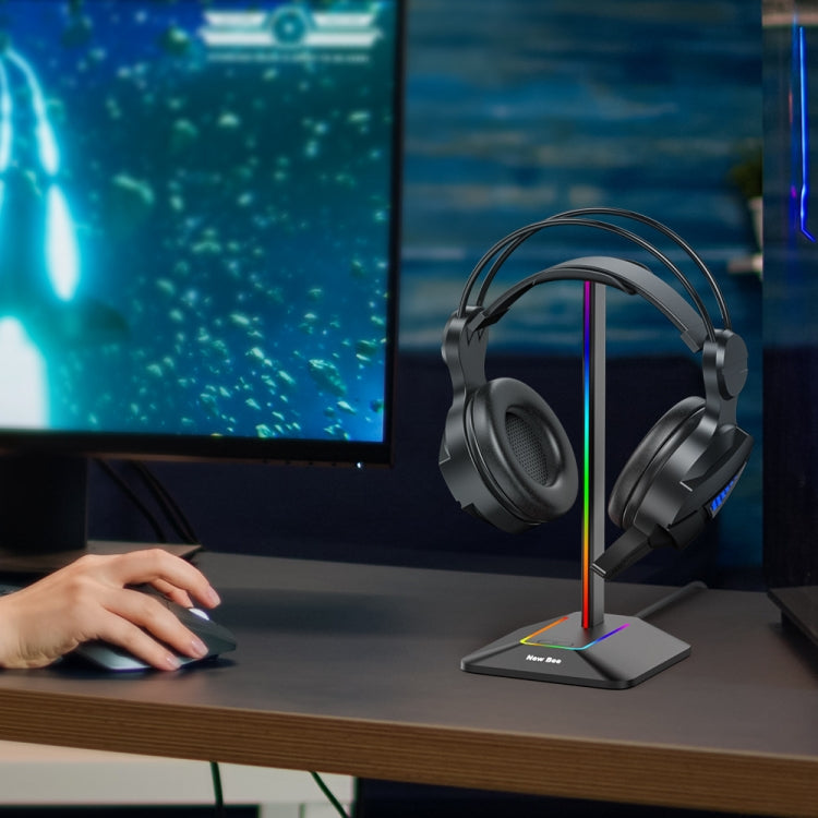 New Bee Dual Output Colorful Headset Display Rack HUB Expansion Headphone Holder, Color: Z9 Without Extended Interface Black by buy2fix