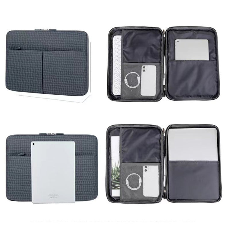 10/11 Inch Houndstooth Pattern Oxford Cloth Laptop Bag Waterproof Tablet Storage Bag(Dark Gray) by buy2fix