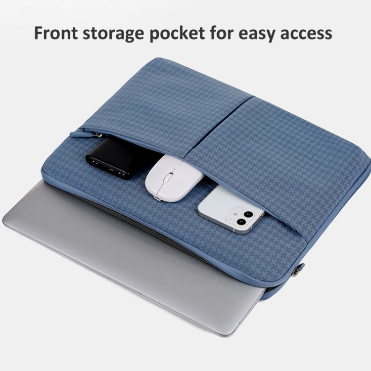 13/13.3 Inch Houndstooth Pattern Oxford Cloth Laptop Bag Waterproof Tablet Storage Bag(Haze Blue) by buy2fix
