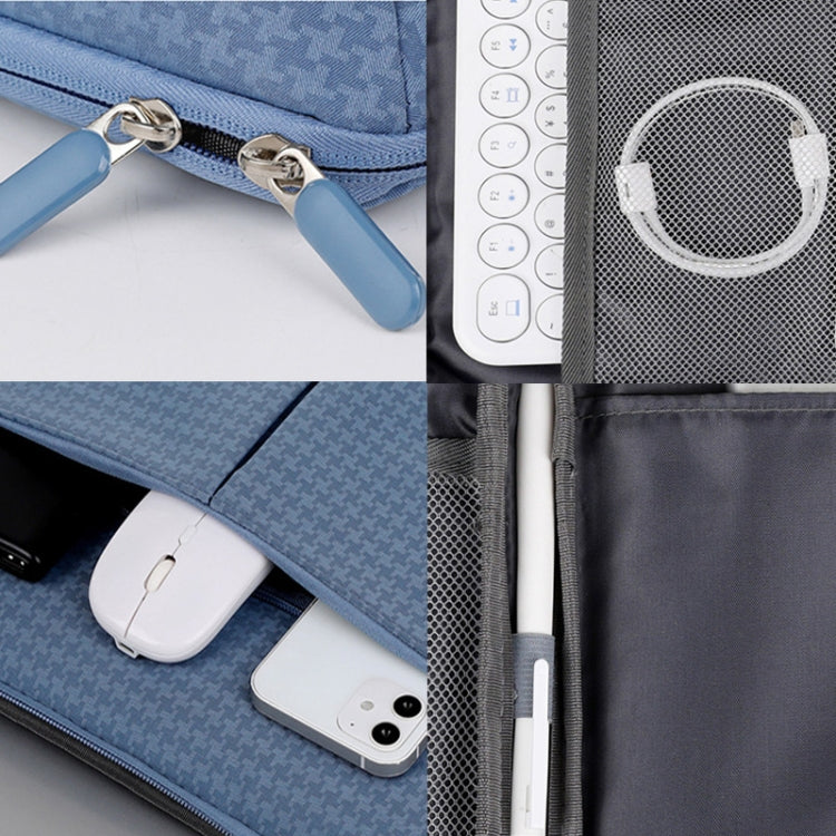 13/13.3 Inch Houndstooth Pattern Oxford Cloth Laptop Bag Waterproof Tablet Storage Bag(Haze Blue) by buy2fix