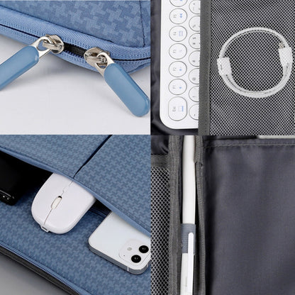 13/13.3 Inch Houndstooth Pattern Oxford Cloth Laptop Bag Waterproof Tablet Storage Bag(Haze Blue) by buy2fix