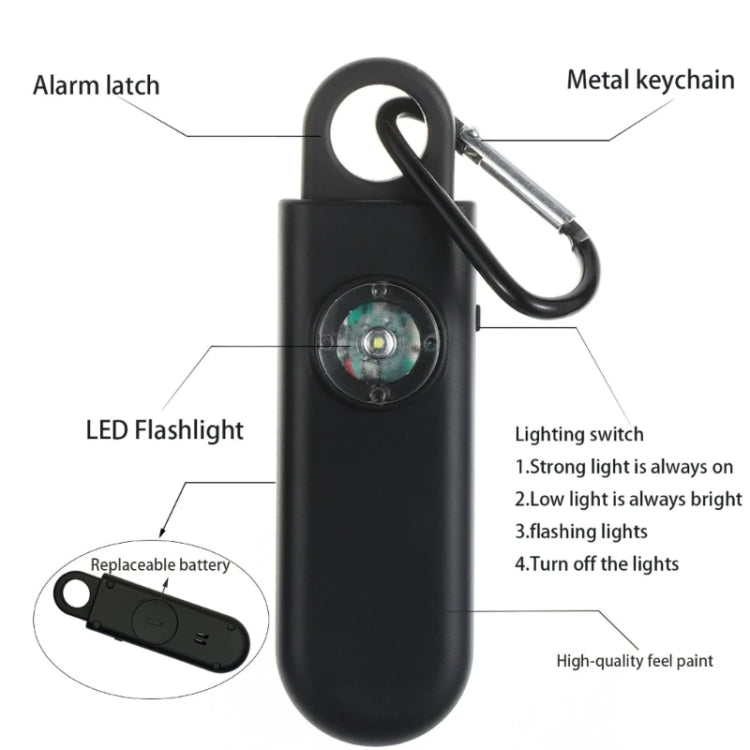 Women Personal Anti-pervert Alarm Outdoor LED Flashing Light Alarm(Black) by buy2fix