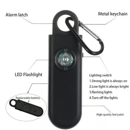 Women Personal Anti-pervert Alarm Outdoor LED Flashing Light Alarm(Black) by buy2fix