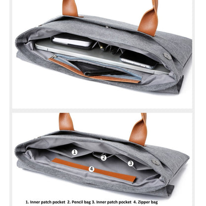 14 Inch Oxford Cloth Lightweight Portable Laptop Bag With PU Handle(Black) by buy2fix