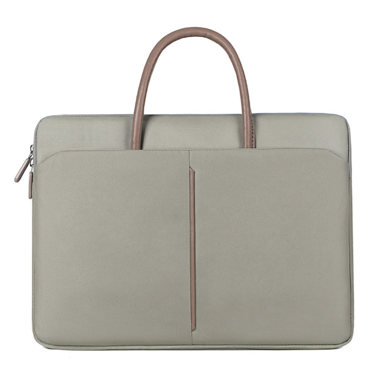 13 -13.3 Inch Oxford Cloth Laptop Bag Mens Womens Briefcase with PU Handle(Gray Green) by buy2fix