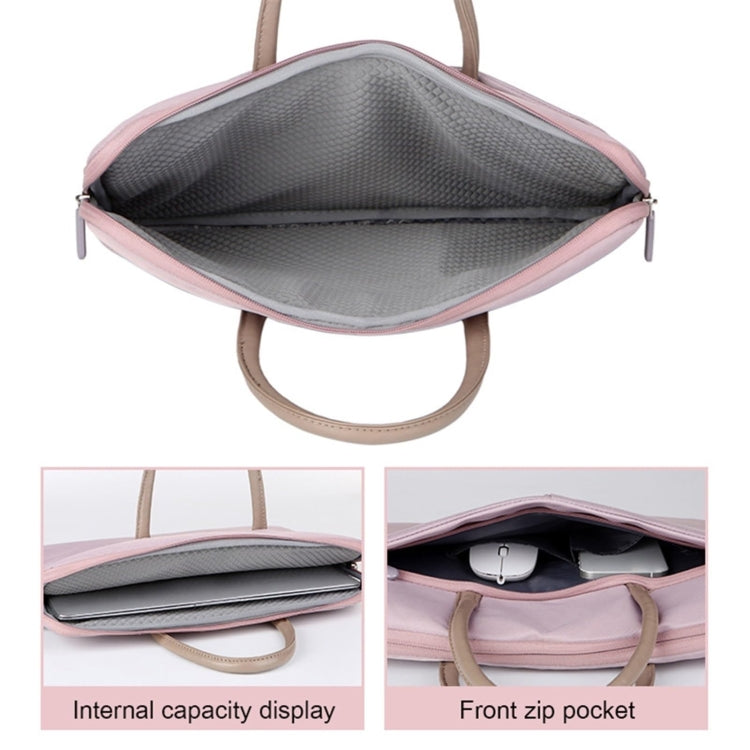 14 -14.6 Inch Oxford Cloth Laptop Bag Mens Womens Briefcase with PU Handle(Gray Green) by buy2fix