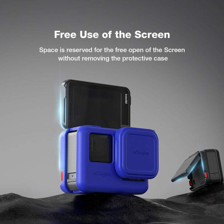 aMagisn Silicone Protection Case Sports Camera Protection Accessories For Insta360 Ace (Blue) by aMagisn