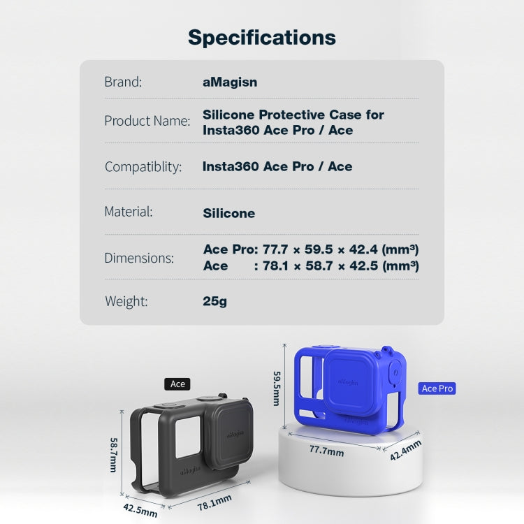 aMagisn Silicone Protection Case Sports Camera Protection Accessories For Insta360 Ace (Black) by aMagisn