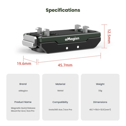 For Insta360 Ace / Ace Pro / X5 aMagisn Metal Magnetic Quick Release Sports Camera Accessories - Others by aMagisn | Online Shopping UK | buy2fix