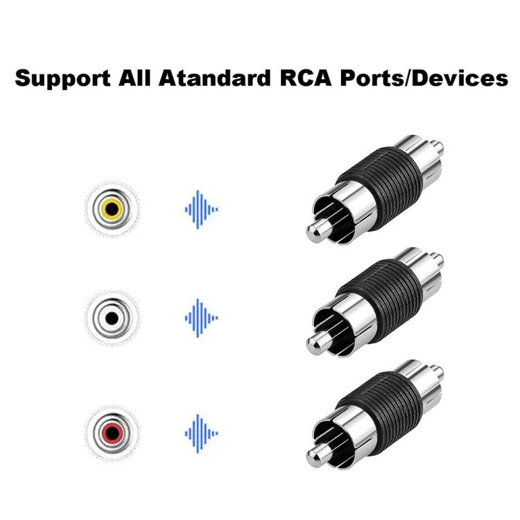 10pcs RCA Lotus Head Straight-through Male Monitoring Audio Adapter AV Butt Joint(Male to Male) by buy2fix