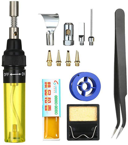 13pcs /Set Pen Type 3 In 1 Gas Soldering Iron Multi-function Gas Soldering Iron Set(Transparent Yellow) - Soldering Iron Set by buy2fix | Online Shopping UK | buy2fix