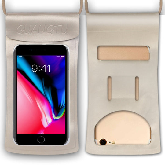TPU Transparent Touch Screen Phone 30m Waterproof Bag Outdoor Rafting Phone Case(Champagne)