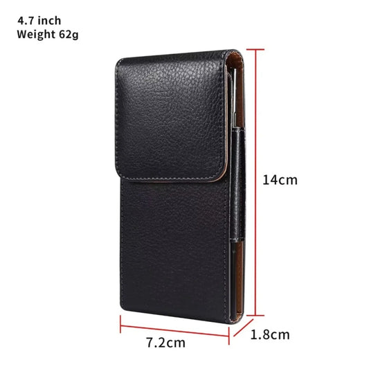 4.7 Inch  Men Vertical Mobile Phone Waist Bag Litchi Pattern Back Clip Buckle Belt Leather Case -  by buy2fix | Online Shopping UK | buy2fix
