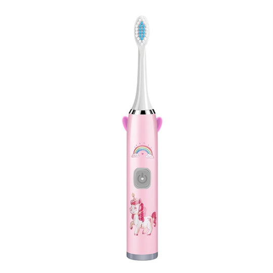USB Charging Fully Automatic Ultrasonic Cartoon Children Electric Toothbrush, Color: Pink with 1 Head