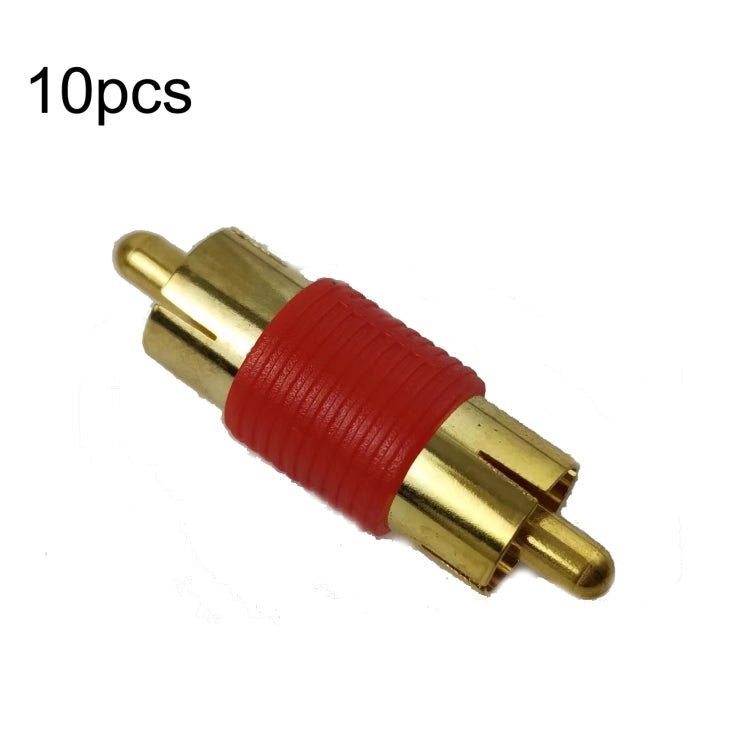10pcs Gold-plated RCA Lotus Male to-Male AV Audio Adapter(Red) by buy2fix