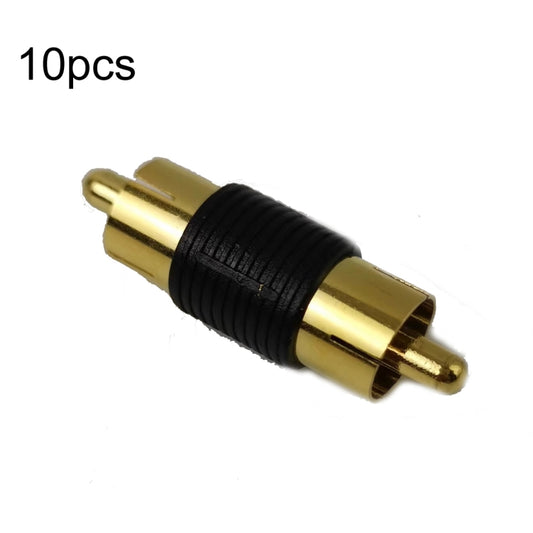 10pcs Gold-plated RCA Lotus Male to-Male AV Audio Adapter(Black) by buy2fix