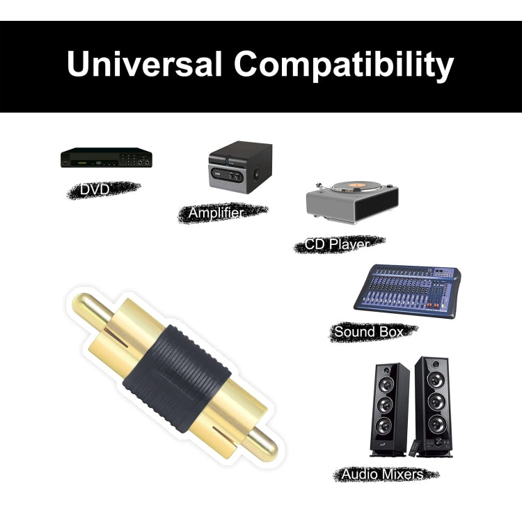 10pcs Gold-plated RCA Lotus Male to-Male AV Audio Adapter(Black) by buy2fix