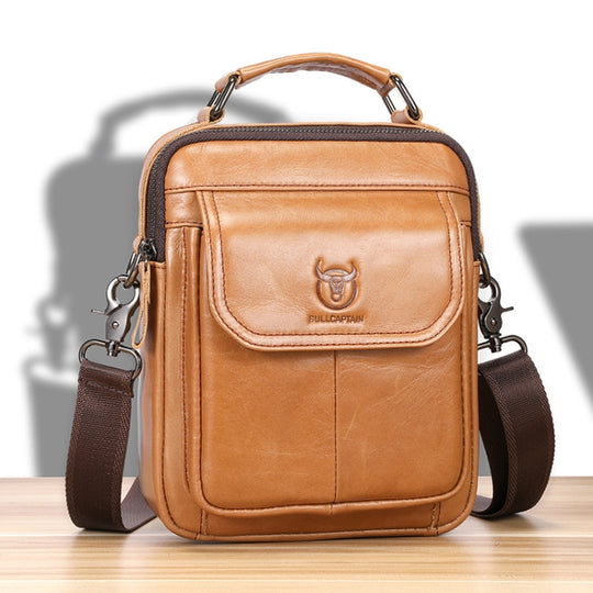BULL CAPTAIN 049 Large-capacity First-layer Cowhide Retro Single-shoulder Crossbody Bag(Yellow)