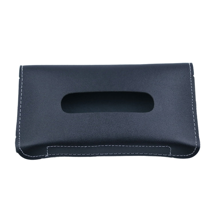 Car Armrest Box Sun Visor Hanging Leather Tissue Box(Black) by buy2fix