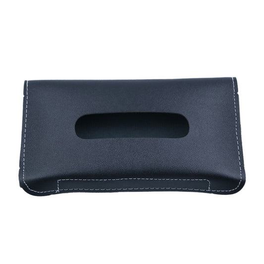 Car Armrest Box Sun Visor Hanging Leather Tissue Box(Black) by buy2fix