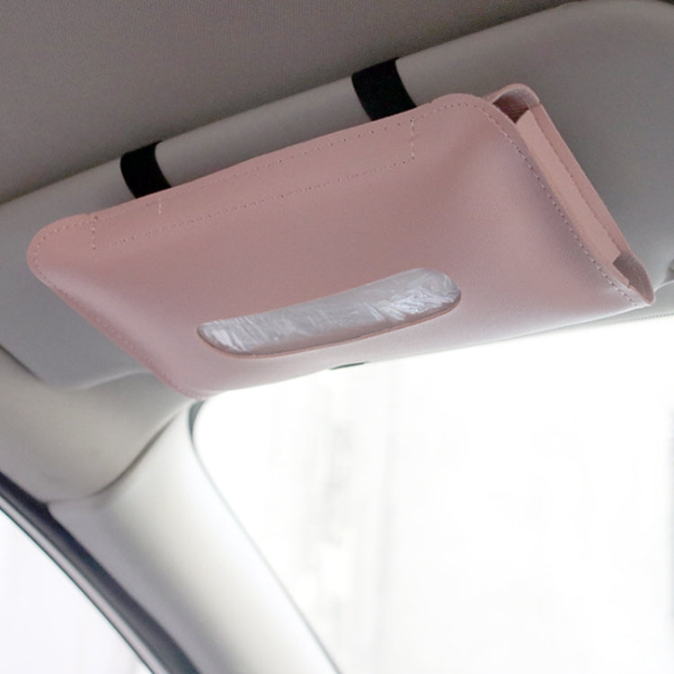 Car Armrest Box Sun Visor Hanging Leather Tissue Box(Blue) by buy2fix