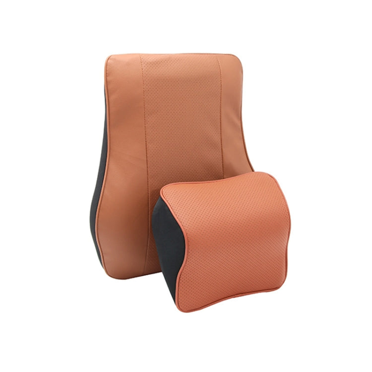 Leather Memory Foam All Season Car Seat Neck Support Cushion Headrest+Waist Pad(Brown) by buy2fix