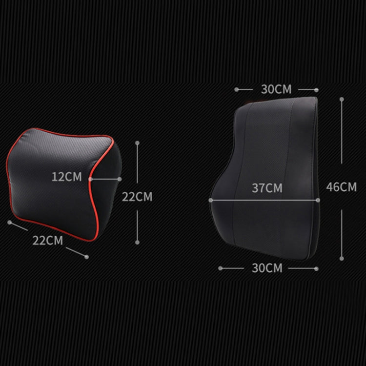 Leather Memory Foam All Season Car Seat Neck Support Cushion Headrest+Waist Pad(Black) by buy2fix