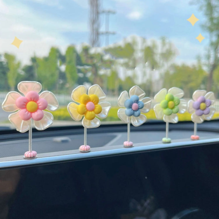 5pcs /Set Cute Cartoon Flower Car Shaking Ornament Car Dashboard Decoration, Style: Transparent by buy2fix
