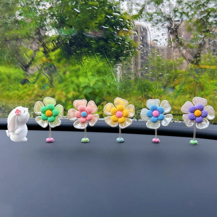 5pcs /Set Cute Cartoon Flower Car Shaking Ornament Car Dashboard Decoration, Style: Green Leaf Transparent by buy2fix