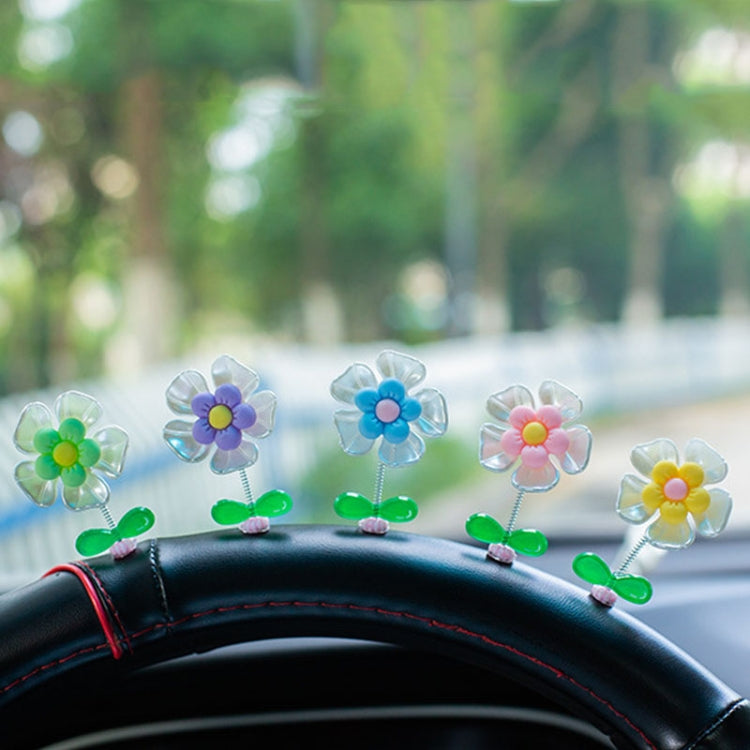 5pcs /Set Cute Cartoon Flower Car Shaking Ornament Car Dashboard Decoration, Style: Transparent by buy2fix