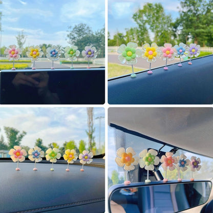 5pcs /Set Cute Cartoon Flower Car Shaking Ornament Car Dashboard Decoration, Style: Transparent Green Leaf by buy2fix