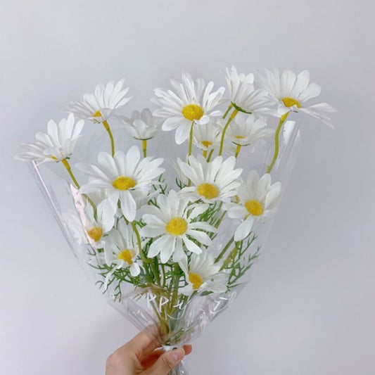 Simulated Flower Arrangement Table Ornament Picnic Photo Props, Style: 5pcs White Daisy Transparent Bag by buy2fix