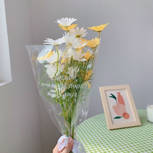 Simulated Flower Arrangement Table Ornament Picnic Photo Props, Style: 5pcs White+Yellow Daisy Transparent Bag by buy2fix