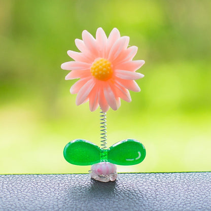 Cute Small Daisy Car Ornament Car Dashboard Shaking Decoration(Pink) by buy2fix