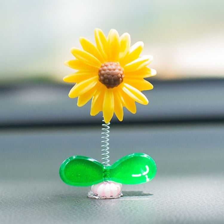 Cute Small Daisy Car Ornament Car Dashboard Shaking Decoration(Yellow) by buy2fix