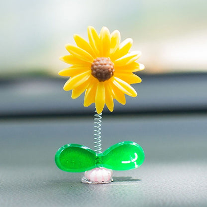 Cute Small Daisy Car Ornament Car Dashboard Shaking Decoration(Yellow) by buy2fix