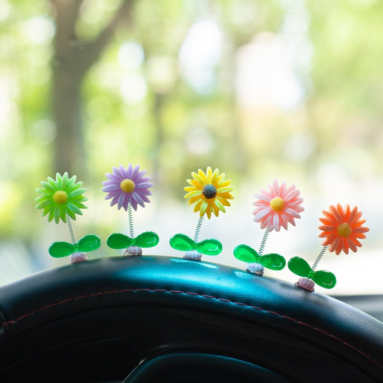 Cute Small Daisy Car Ornament Car Dashboard Shaking Decoration(Pink) by buy2fix