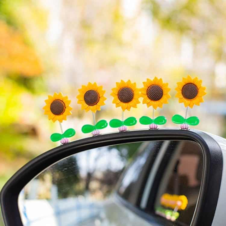 5pcs /Set Cute Sunflower Car Ornament Car Center Console Shaking Flowers Decoration, Style: A Model Transparent Leaves by buy2fix