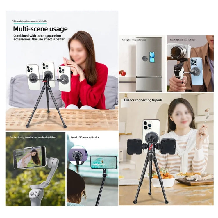 Magnetic Phone Holder with 1/4 Inch Hole for Tripod Magic Arm(Black) by buy2fix
